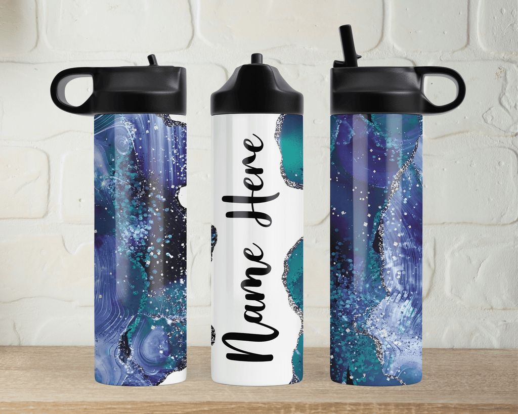 Taztic Creations Blue Agate Personalised Water Bottle