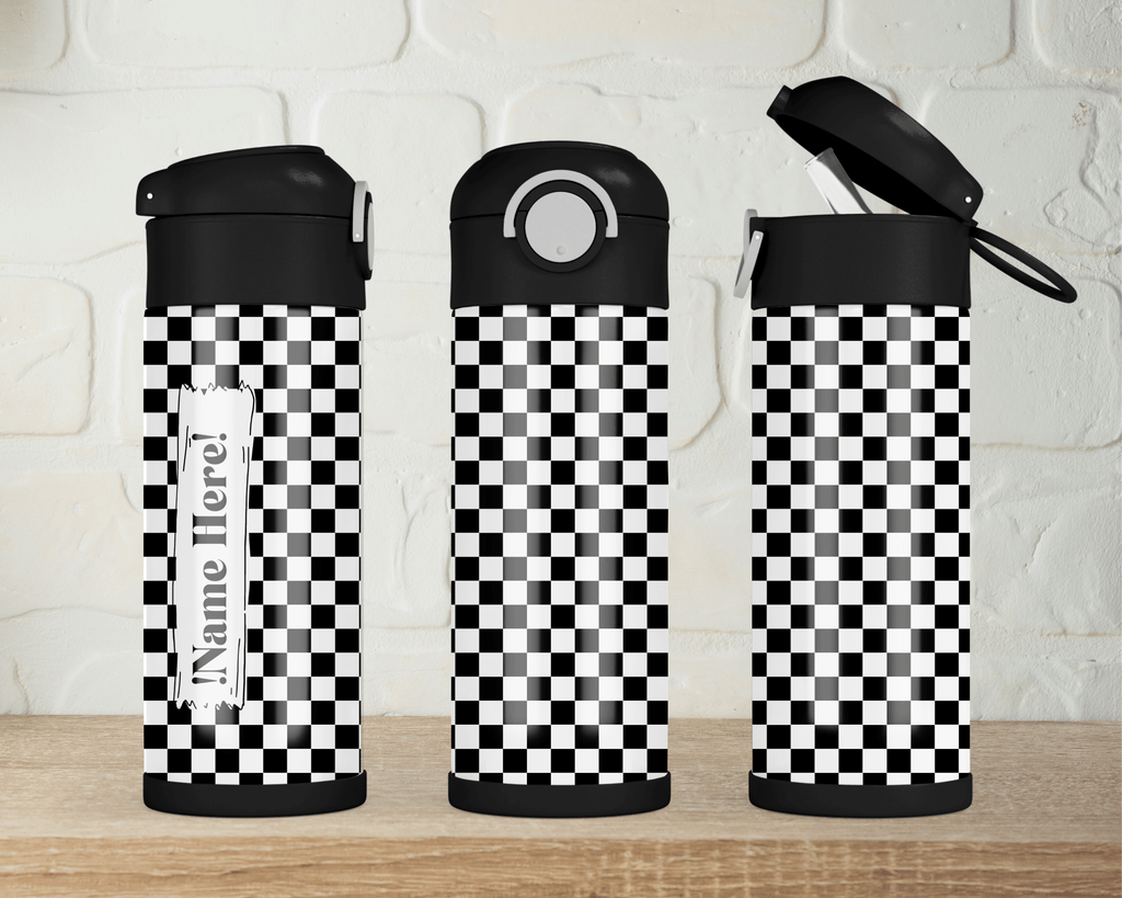 Taztic Creations Checkerboard - Personalised Kids Drink Bottle