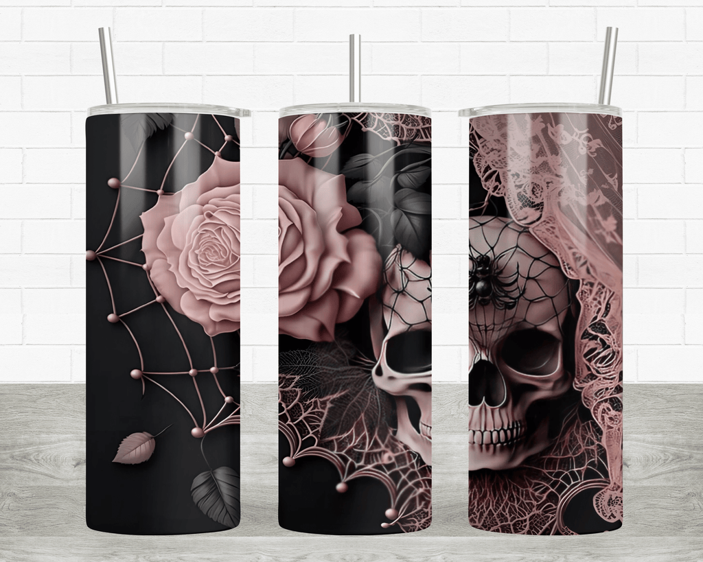 Taztic Creations Pink & Black Skull - 20oz Tumbler